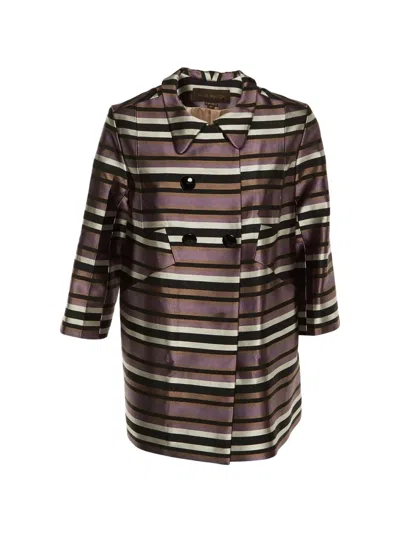 Pre-owned Louis Vuitton Striped Double-breasted Jacket In Purple