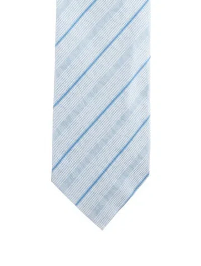 Pre-owned Louis Vuitton Striped Silk Tie In Blue Hues
