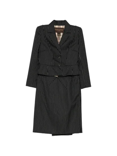 Pre-owned Louis Vuitton Striped Skirt Suit Set In Black