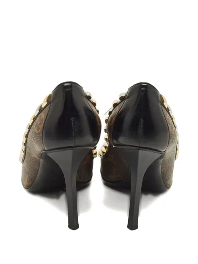 Pre-owned Louis Vuitton Stud-embellishment Pumps In Brown