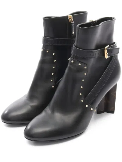 Pre-owned Louis Vuitton Stud-embellishments Ankle Boots In Black