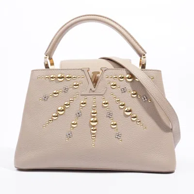 Pre-owned Louis Vuitton Studded Capucines Pm Taurillon Leather In Gold