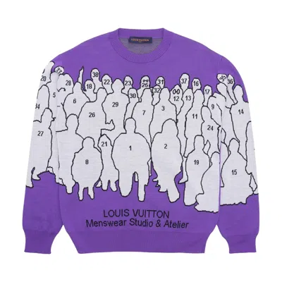 Pre-owned Louis Vuitton Studio Jacquard Crewneck Sweater 'purple' | Men's Size Xl