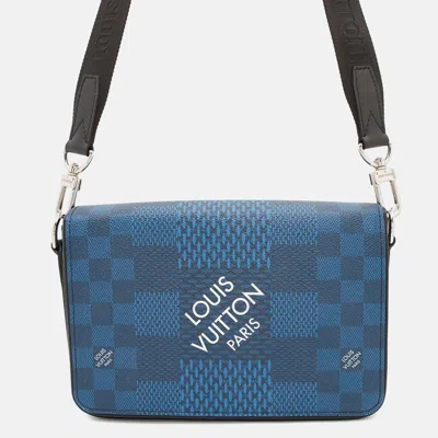 Pre-owned Louis Vuitton Studio Messenger Marine Damier Graphite 3dcanvas In Blue