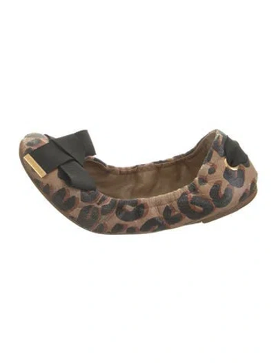 Pre-owned Louis Vuitton Suede Animal Print Ballet Flats In Brown