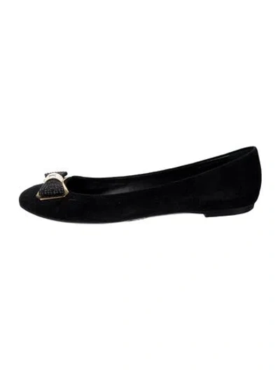 Pre-owned Louis Vuitton Suede Ballet Flats In Black