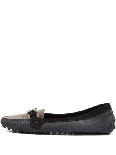 Pre-owned Louis Vuitton Suede Ballet Flats In Gray