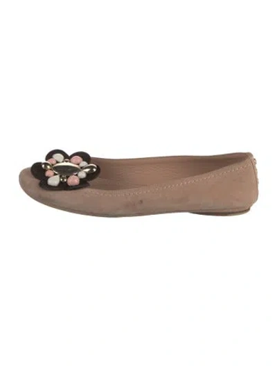 Pre-owned Louis Vuitton Suede Ballet Flats In Neutrals