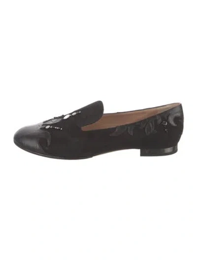 Pre-owned Louis Vuitton Suede Beaded Accents Loafers In Black