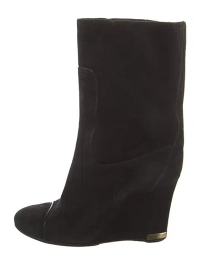 Pre-owned Louis Vuitton Suede Boots In Black