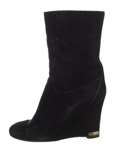 Pre-owned Louis Vuitton Suede Boots In Black