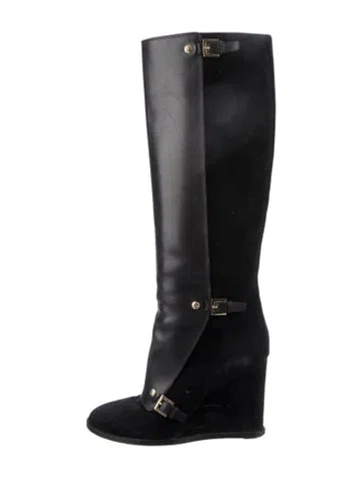 Pre-owned Louis Vuitton Suede Boots In Black