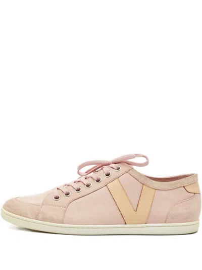Pre-owned Louis Vuitton Suede Canvas Sneakers In Pink