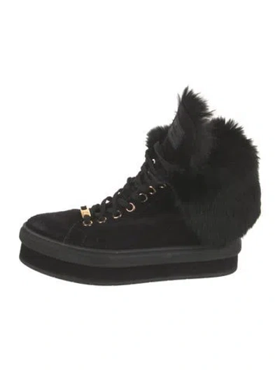 Pre-owned Louis Vuitton Suede Combat Boots In Black