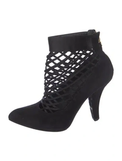 Pre-owned Louis Vuitton Suede Cutout Accent Sock Boots In Black