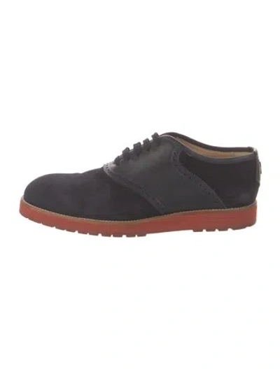 Pre-owned Louis Vuitton Suede Eyelet Trim Oxfords In Blue