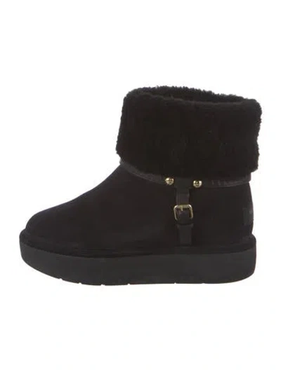 Pre-owned Louis Vuitton Suede Fur Trim Boots In Black