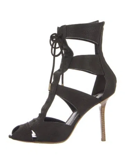 Pre-owned Louis Vuitton Suede Gladiator Sandals In Black