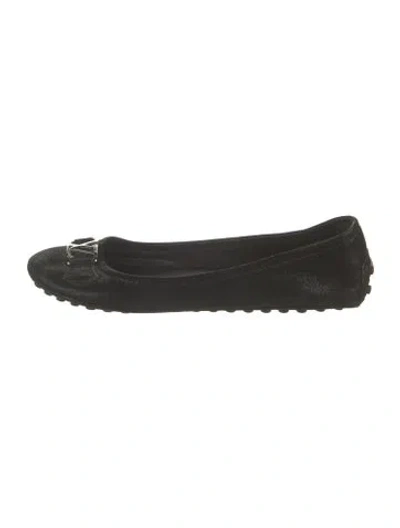 Pre-owned Louis Vuitton Suede Glitter Accents Loafers In Black/green