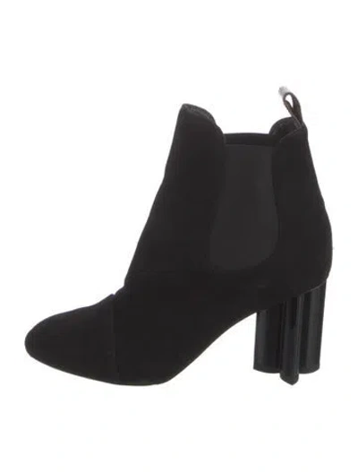 Pre-owned Louis Vuitton Suede Grosgrain Trim Chelsea Boots In Black