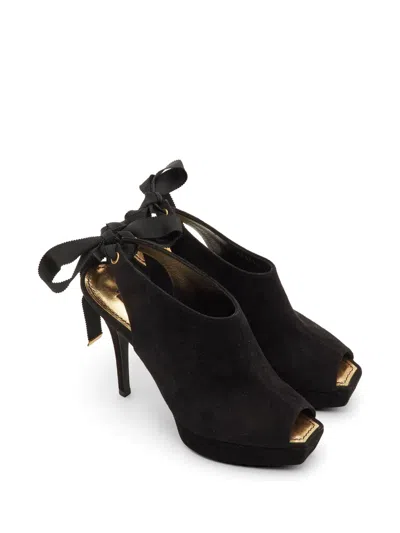 Pre-owned Louis Vuitton Suede Heeled Sandals In Black