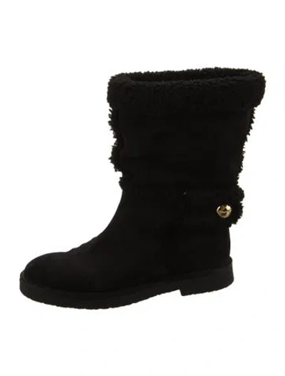 Pre-owned Louis Vuitton Suede Lace-up Boots In Black