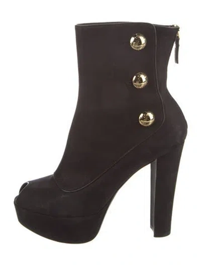 Pre-owned Louis Vuitton Suede Lace-up Boots In Brown