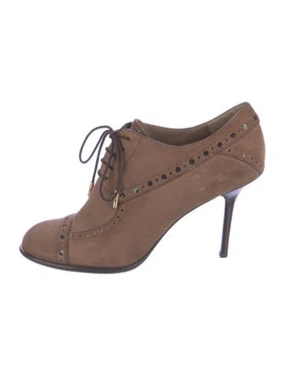 Pre-owned Louis Vuitton Suede Lasercut Accents Pumps In Brown