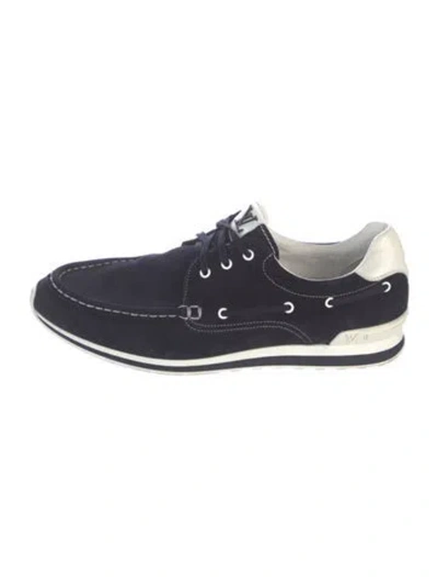 Pre-owned Louis Vuitton Suede Leather Trim Embellishment Oxfords In Blue