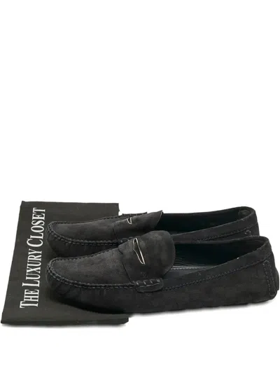 Pre-owned Louis Vuitton Suede Loafers In Black