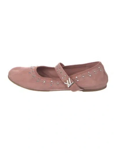Pre-owned Louis Vuitton Suede Mary Jane Flats In Pink