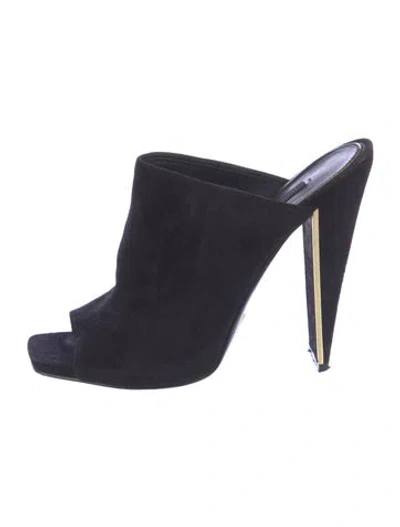 Pre-owned Louis Vuitton Suede Mules In Black