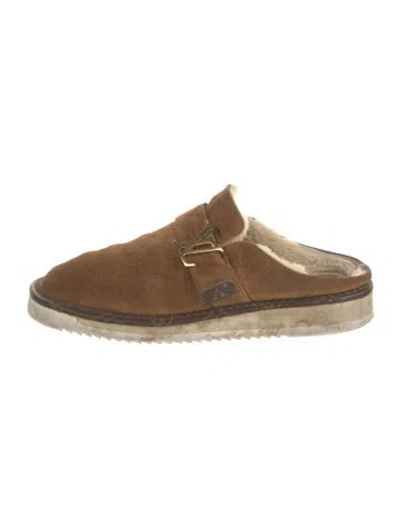 Pre-owned Louis Vuitton Suede Mules In Brown