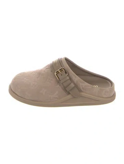 Pre-owned Louis Vuitton Suede Mules In Neutral