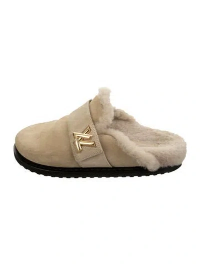 Pre-owned Louis Vuitton Suede Mules In Neutrals