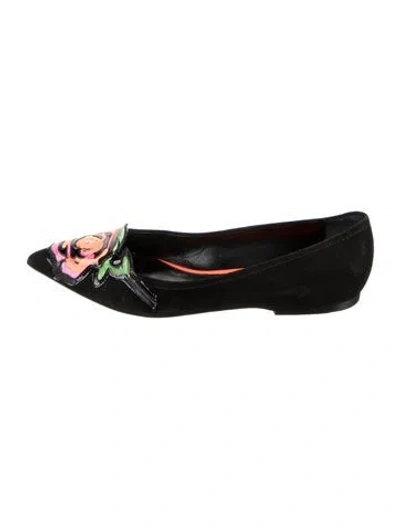 Pre-owned Louis Vuitton Suede Patterned Ballet Flats In Black
