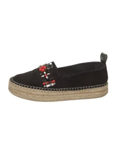 Pre-owned Louis Vuitton Suede Patterned Espadrilles In Black