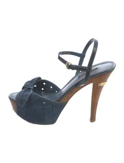 Pre-owned Louis Vuitton Suede Patterned Pumps In Blue