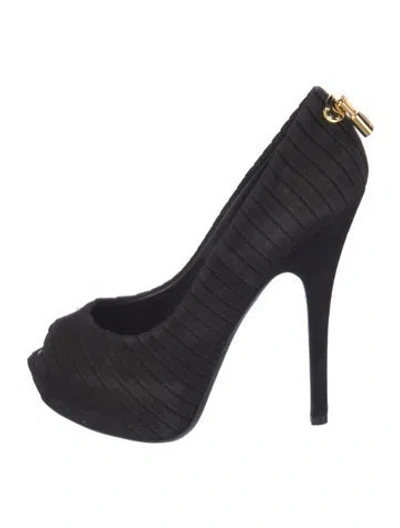 Pre-owned Louis Vuitton Suede Pumps In Black
