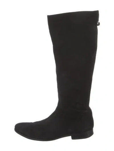 Pre-owned Louis Vuitton Suede Riding Boots In Black