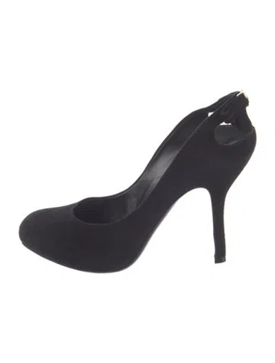 Pre-owned Louis Vuitton Suede Slingback Pumps In Black