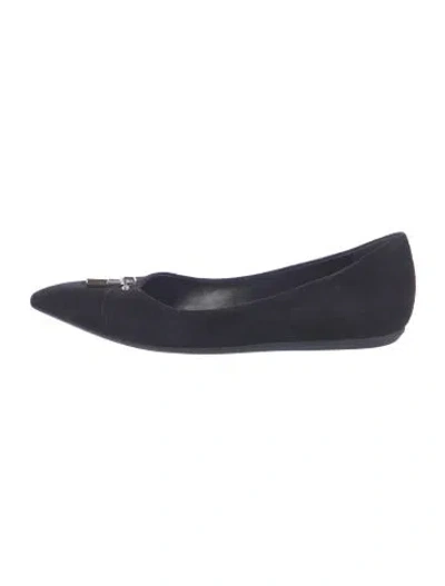 Pre-owned Louis Vuitton Suede Studded Accents Flats In Blue