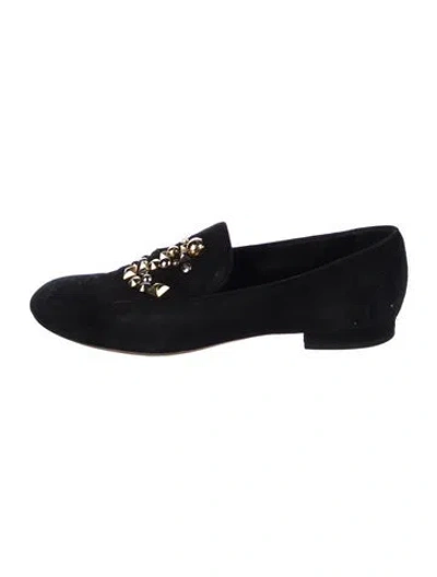 Pre-owned Louis Vuitton Suede Studded Accents Loafers In Black