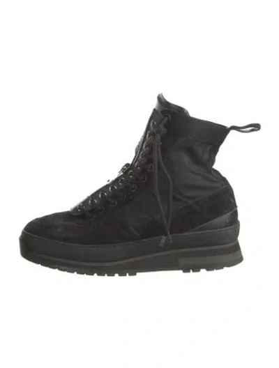 Pre-owned Louis Vuitton Suede Wedge Sneakers In Black