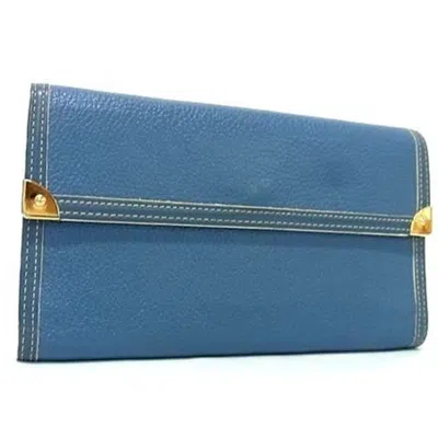 Pre-owned Louis Vuitton Suhali Blue Suhali Leather Coin Purse/coin Case ()