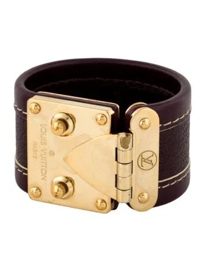 Pre-owned Louis Vuitton Suhali Leather S Lock Bracelet In Purple