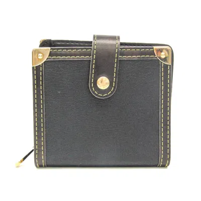 Pre-owned Louis Vuitton Suhali Noir Suhali Leather Wallet (bi-fold) () In Black
