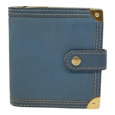 Pre-owned Louis Vuitton Suhari Blue Leather Wallet  ()