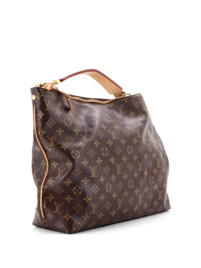 Pre-owned Louis Vuitton Sully Handbag Monogram Canvas Mm Hobo Bag In Brown