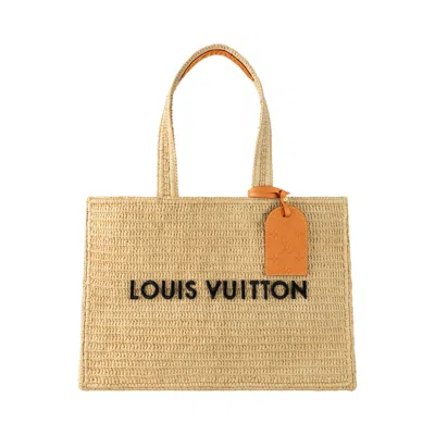 Pre-owned Louis Vuitton Summer Shopper Tote Mm 'natural Beige Natural Raffia' | Tan | Men's Size Onesize In Brown